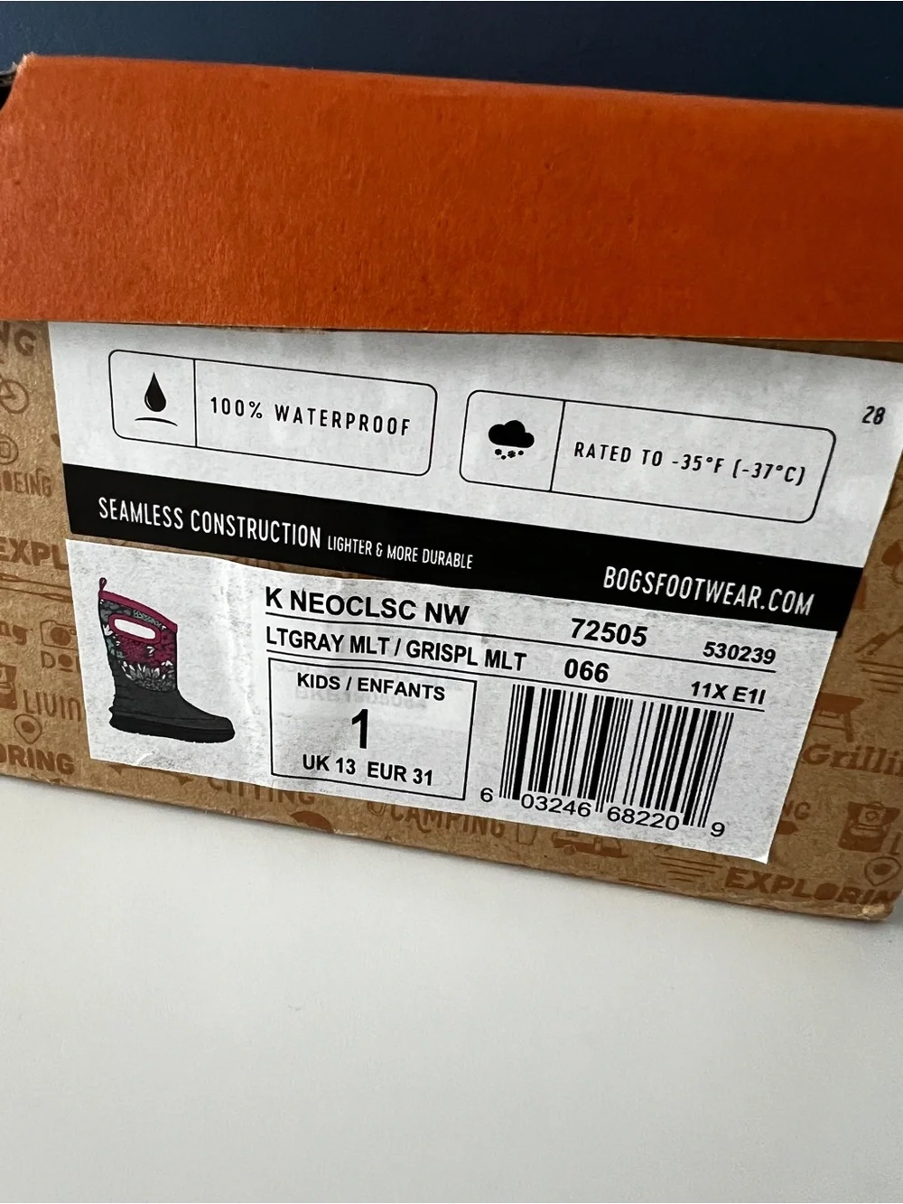 Bogs Kids Floral Waterproof Boots - Gray with Pink & Mint Accents